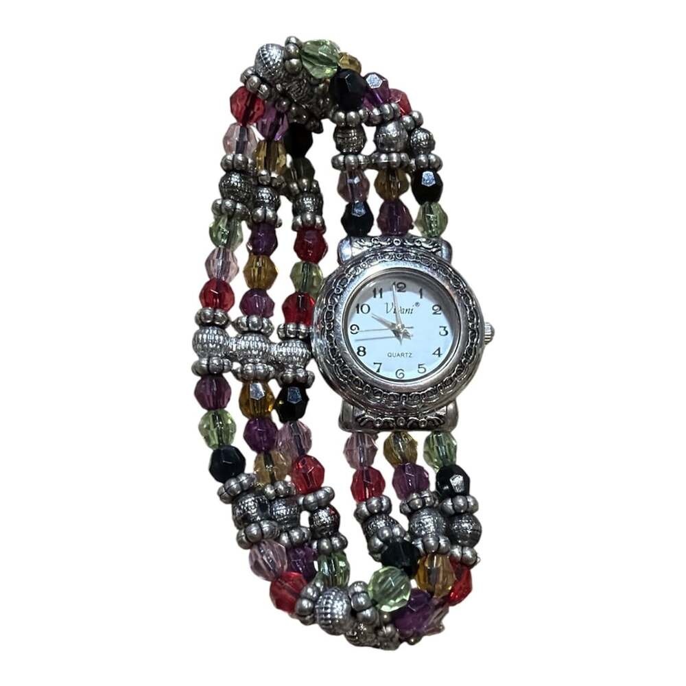 Vivani Women's Multicolor Beaded Stretch Band Quartz Watch